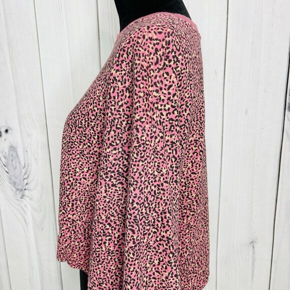 LE LIS Pink Animal Print Cropped Balloon Sleeve Pullover Sz L - Picture 5 of 9